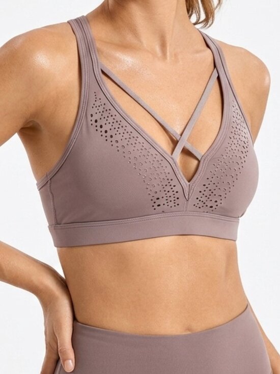 Victoria's Secret Other - Victoria's Secret Mauve Strappy Laser Cut V-Neck Sports Bra NWT